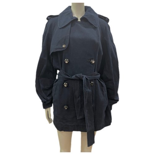 Pre-owned Lanvin Trench Coat In Navy