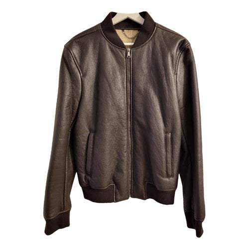 Pre-owned Aquascutum Leather Jacket In Brown