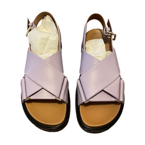 Pre-owned Marni Fussbett Leather Sandal In Purple