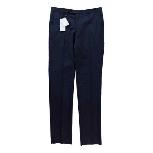 Pre-owned Luciano Barbera Wool Trousers In Navy