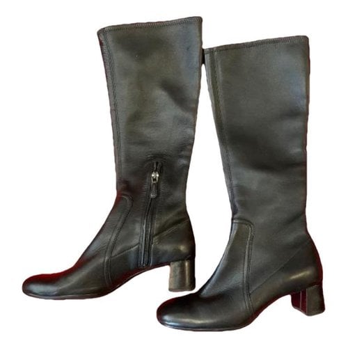 Pre-owned Prada Leather Boots In Black