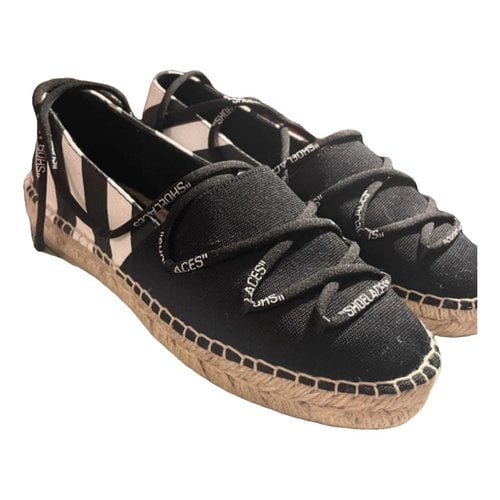 Pre-owned Off-white Cloth Espadrilles In Black