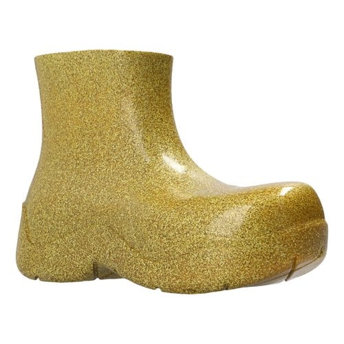 Pre-owned Bottega Veneta Puddle Wellington Boots In Gold