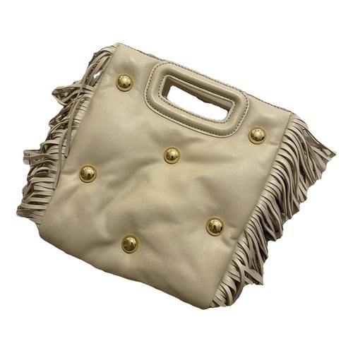 Pre-owned Maje Sac M Leather Crossbody Bag In Beige