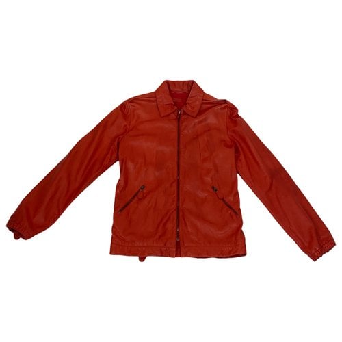 Pre-owned Bottega Veneta Leather Biker Jacket In Red