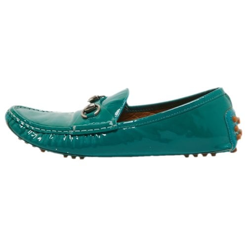 Pre-owned Gucci Patent Leather Flats In Green