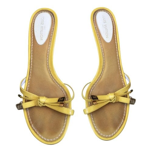 Pre-owned Louis Vuitton Patent Leather Mules In Yellow