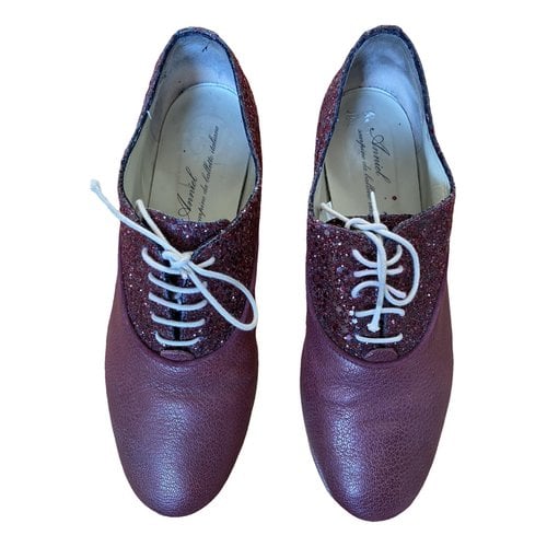 Pre-owned Anniel Leather Lace Ups In Burgundy