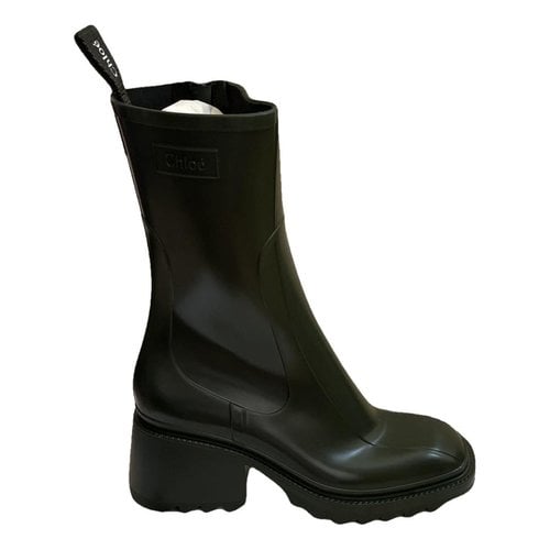 Pre-owned Chloé Betty Wellington Boots In Green
