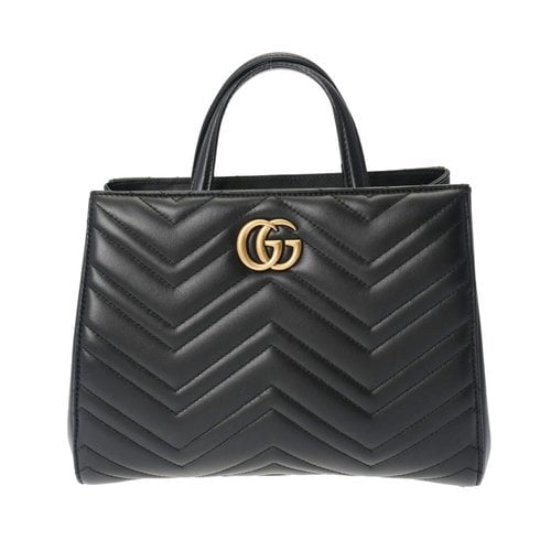 Pre-owned Gucci Marmont Leather Handbag In Black