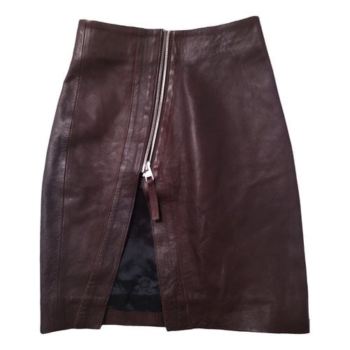 Pre-owned Allsaints Leather Mini Skirt In Brown