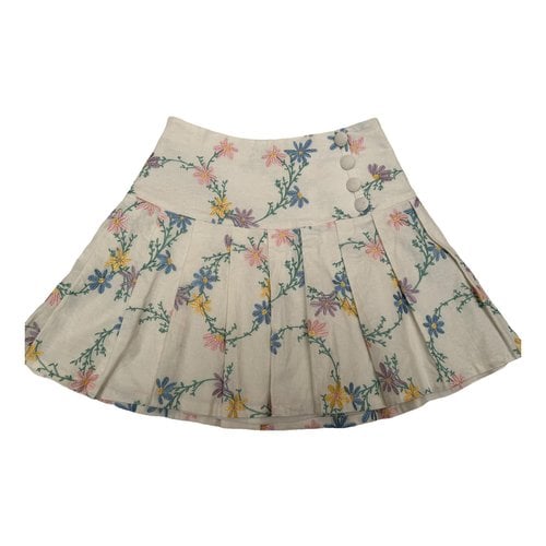Pre-owned For Love & Lemons Mini Skirt In White