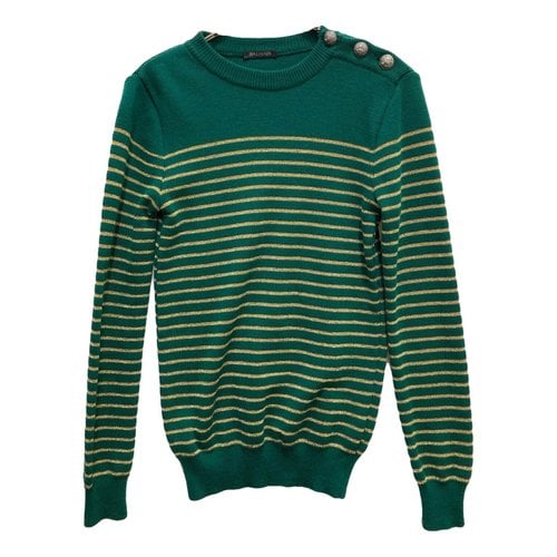 Pre-owned Balmain Wool Knitwear & Sweatshirt In Green