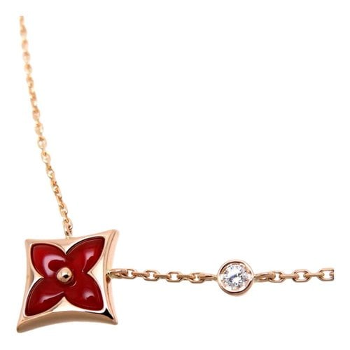 Pre-owned Louis Vuitton Star Blossom Pink Gold Necklace In Red