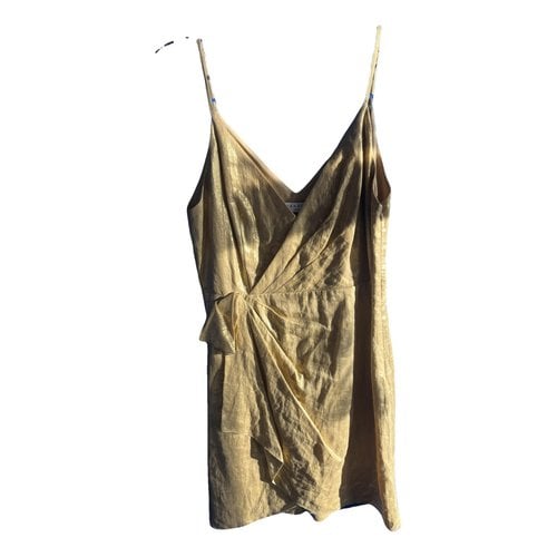 Pre-owned Sandro Spring Summer 2020 Linen Mini Dress In Gold