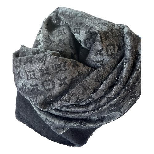 Pre-owned Louis Vuitton Châle Monogram Shine Wool Stole In Anthracite