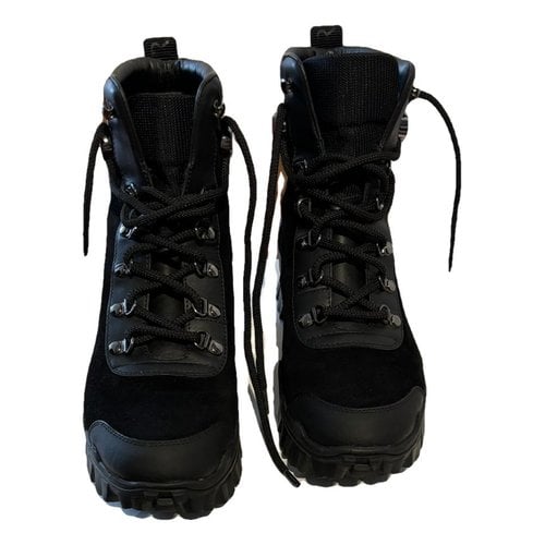 Pre-owned Moncler Leather Snow Boots In Black