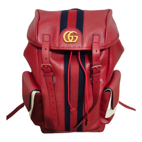 Pre-owned Gucci Ophidia Leather Satchel In Red