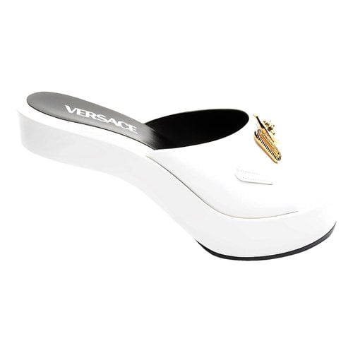 Pre-owned Versace Leather Mules In White