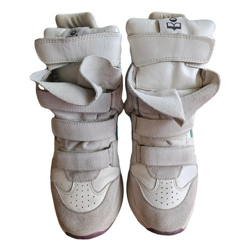 Pre-owned Isabel Marant Leather Trainers In Ecru