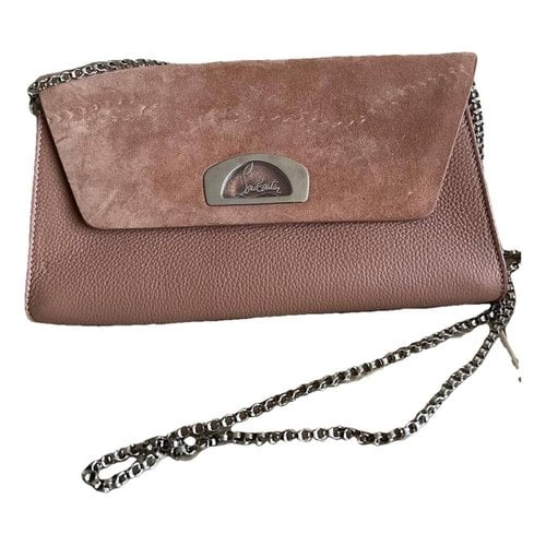 Pre-owned Christian Louboutin Leather Clutch Bag In Beige