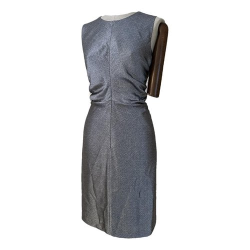 Pre-owned Jil Sander Silk Mid-length Dress In Grey