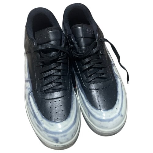 Pre-owned 424 Leather Low Trainers In Black