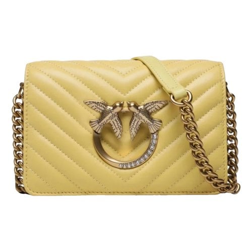 Pre-owned Pinko Leather Crossbody Bag In Yellow