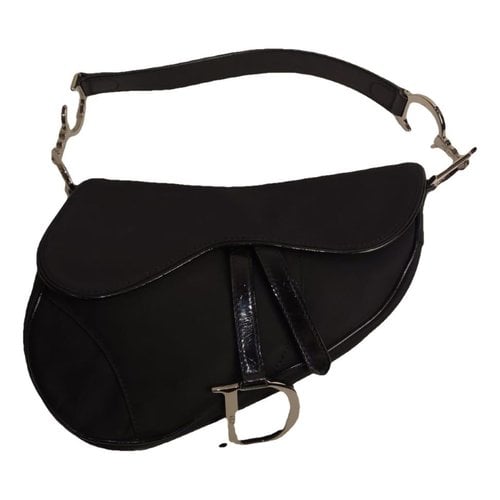Pre-owned Dior Saddle Vintage Cloth Handbag In Black