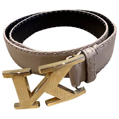 Pre-owned Kiton Leather Belt In Beige