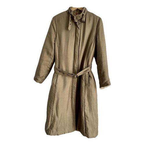 Pre-owned Burberry Silk Trench Coat In Brown