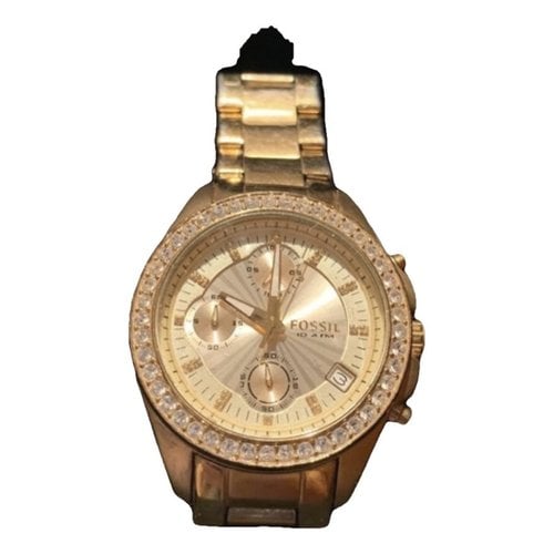 Pre-owned Fossil Silver Watch In Gold