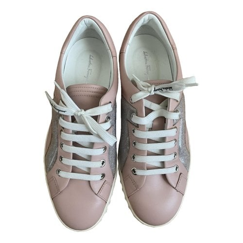 Pre-owned Ferragamo Leather Trainers In Pink