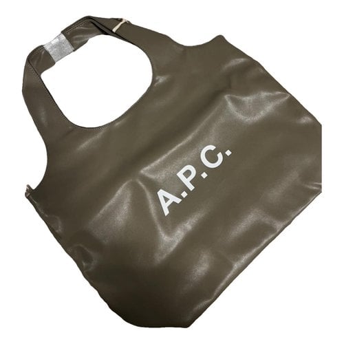 Pre-owned Apc Leather Tote In Green