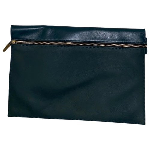Pre-owned Victoria Beckham Leather Clutch Bag In Navy
