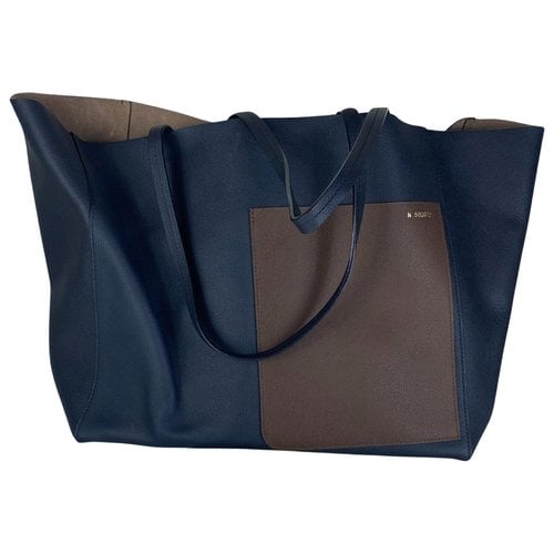 Pre-owned Valextra Leather Tote In Navy