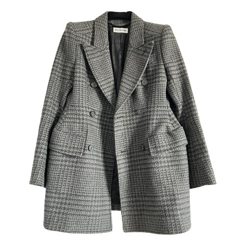 Pre-owned Balenciaga Hourglass Wool Suit Jacket In Anthracite