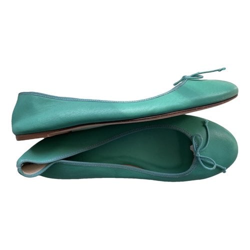Pre-owned Jcrew Leather Flats In Green