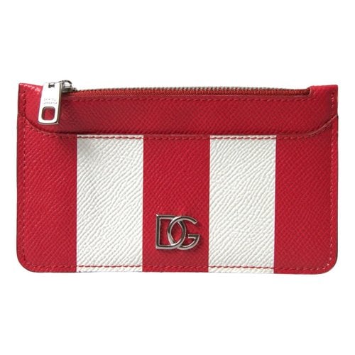 Pre-owned Dolce & Gabbana Leather Card Wallet In Red