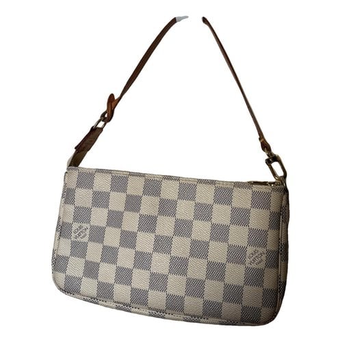 Pre-owned Louis Vuitton Pochette Accessoire Leather Mini Bag In Beige