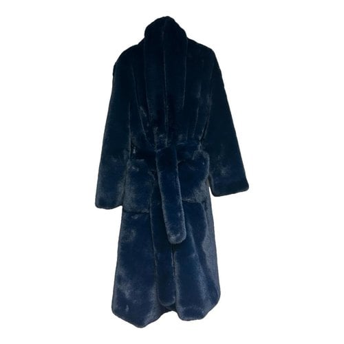 Pre-owned Reformation Faux Fur Coat In Blue