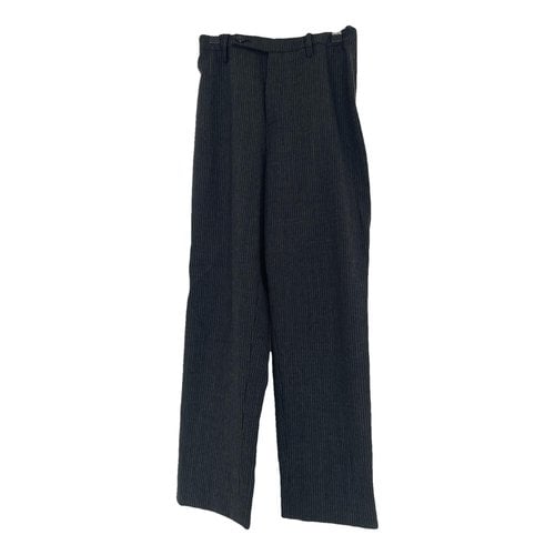 Pre-owned Saint Laurent Wool Slim Pants In Grey
