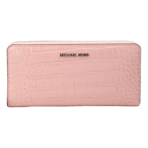 Pre-owned Michael Kors Jet Set Leather Clutch In Pink