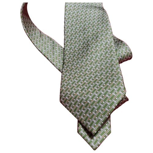 Pre-owned Ferragamo Silk Tie In Green