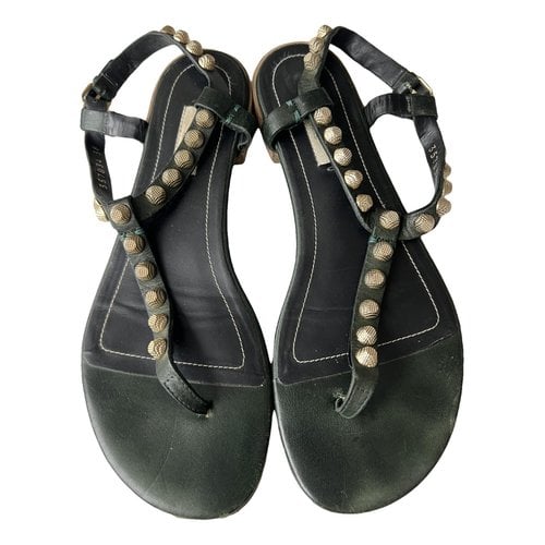 Pre-owned Balenciaga Leather Sandals In Green
