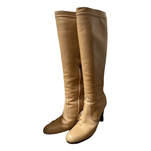 Pre-owned Jil Sander Leather Boots In Beige