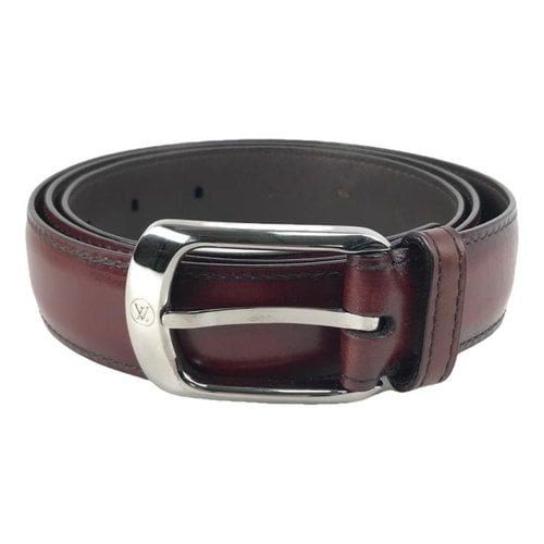 Pre-owned Louis Vuitton Citizen Leather Belt In Burgundy