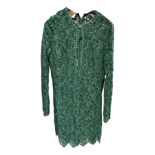 Pre-owned Gucci Lace Mid-length Dress In Green