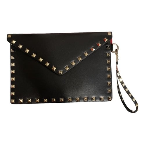 Pre-owned Valentino Garavani Rockstud Leather Handbag In Black