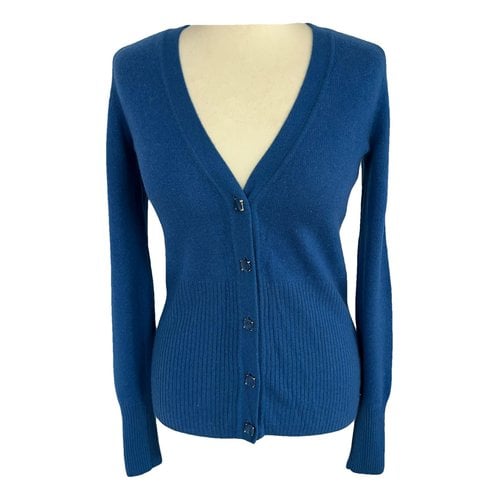 Pre-owned Tory Burch Cashmere Cardigan In Blue